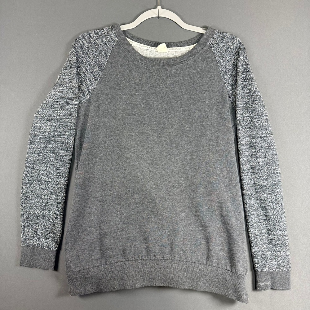 ROXY Long Sleeve Raglan Sweatshirt Heather Charcoal Gray Size Small